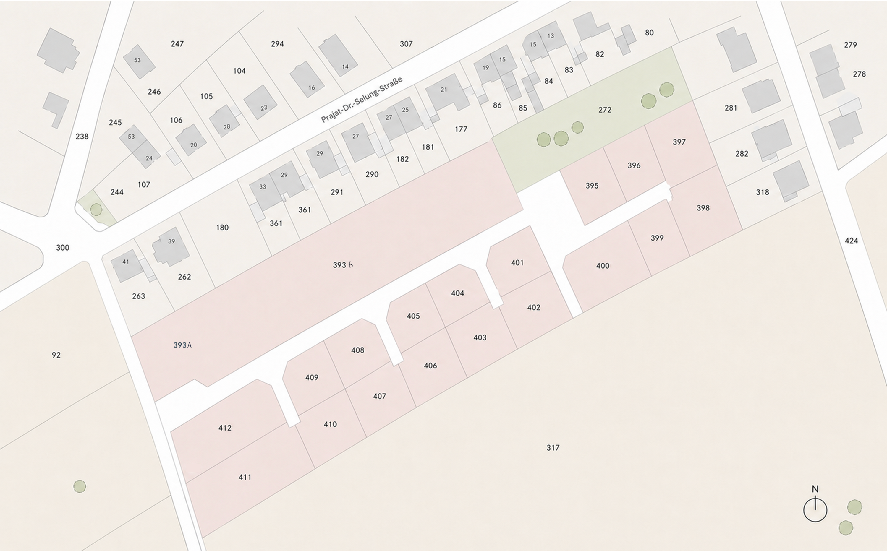 Interaktiver Parzellierungsplan Martinus Quartier Langerwehe mit verfügbaren, reservierten und verkauften Grundstücken